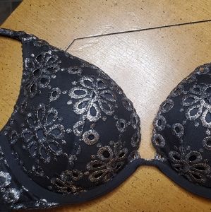 Victoria Secret flower silver foil bra 36B